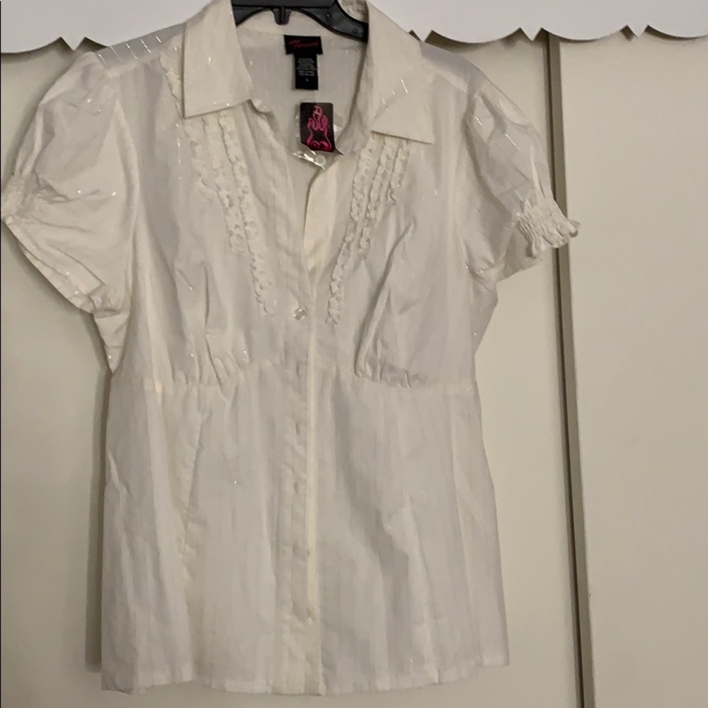 Torrid white with silver pinstripe top